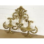 A vintage ornate brass wall hanging shelves. Peerart. 51x41cm