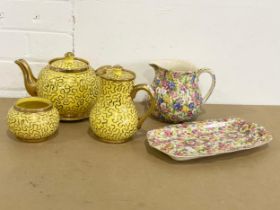 A collection of pottery. A Royal Winton ‘Sweet Pea’ jug 16x13cm, a James Kent ‘Du Barry’ dish. 4