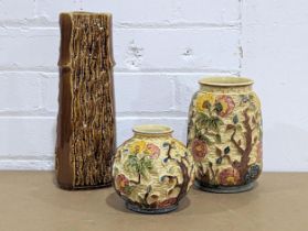 3 pottery vases, including 2 Indian Tree