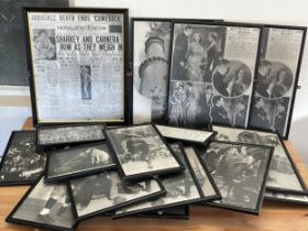A collection of vintage framed pictures.