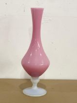 A vintage Vaseline glass vase. 29.5cm