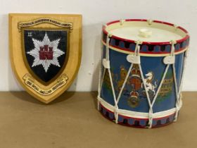 The Royal Airforce ice bucket and a wall plaque. Bucket 17x17cm