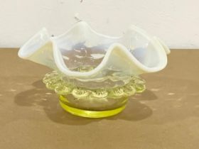 A vintage Victorian style Vaseline Glass finger bowl. 15x7.5cm