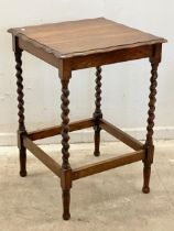 A vintage oak Barley Twist side table. 51x50x74cm