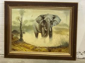 A large original oil painting signed Bobe Subha, 2002. 121x98cm with frame,96.5x73cm without frame.