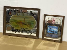 2 advertising mirrors. Old Bushmills Irish Whiskey. Rolls Royce. 51x40cm
