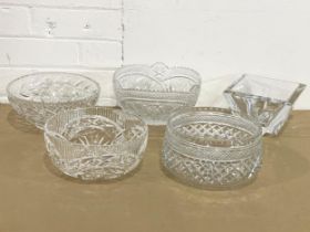 5 large crystal bowls.