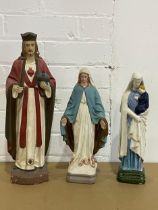 3 large vintage religious figures. 42cm