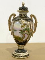 An early 20th century Noritake porcelain urn with lid. 23cm