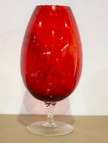 A large a Ruby Glass vase. 43cm