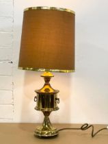 A vintage brass table lamp. 56cm