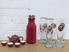 A sundry lot involving German beer glasses, etc