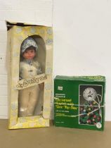 My Crolly Doll in box and Christmas decorations. Doll box measures 66cm