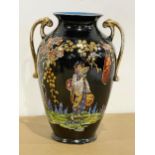 A vintage Rubian Art Pottery Japanese style vase. 16x21cm