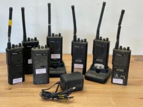 A collection of two way radios.