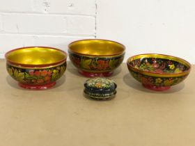 4 decorative Russian bowls. 20x9cm