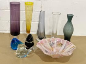 A collection of Art Glass vases and paperweights.