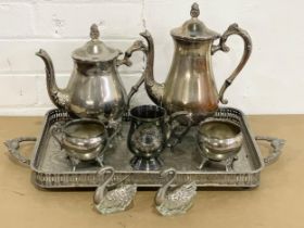 A silver plated tea service etc