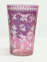 A large early 20th century etched glass vase. Circa 1900-1920. 16x25cm