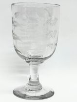 A Victorian etched glass rummer. 8x15cm