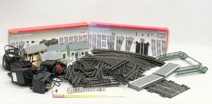 A collection of Hornby train tracks etc.