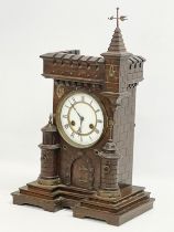 A large 19th century Black Forest Junghans ‘Castle’ mantle clock. With pendulum. 33x19x53cm