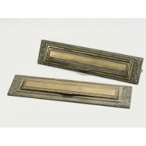 A pair of vintage brass door letter plates. 31x7cm