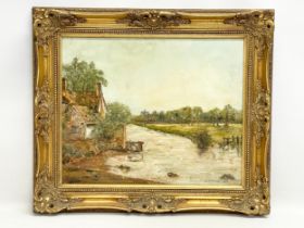 A signed oil painting on board. 54.5x44.5cm. Frame 71x62cm