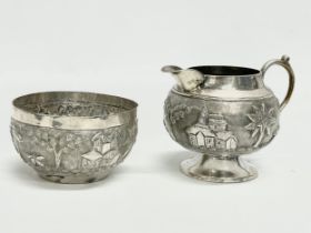 An Indian silver jug and bowl. 154 grams.