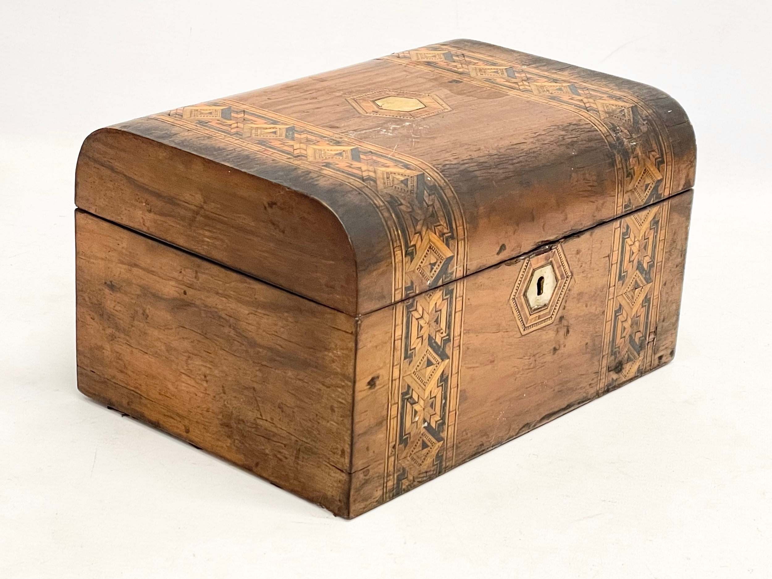 A Victorian Tunbridge ware jewellery box. 25x17x14cm
