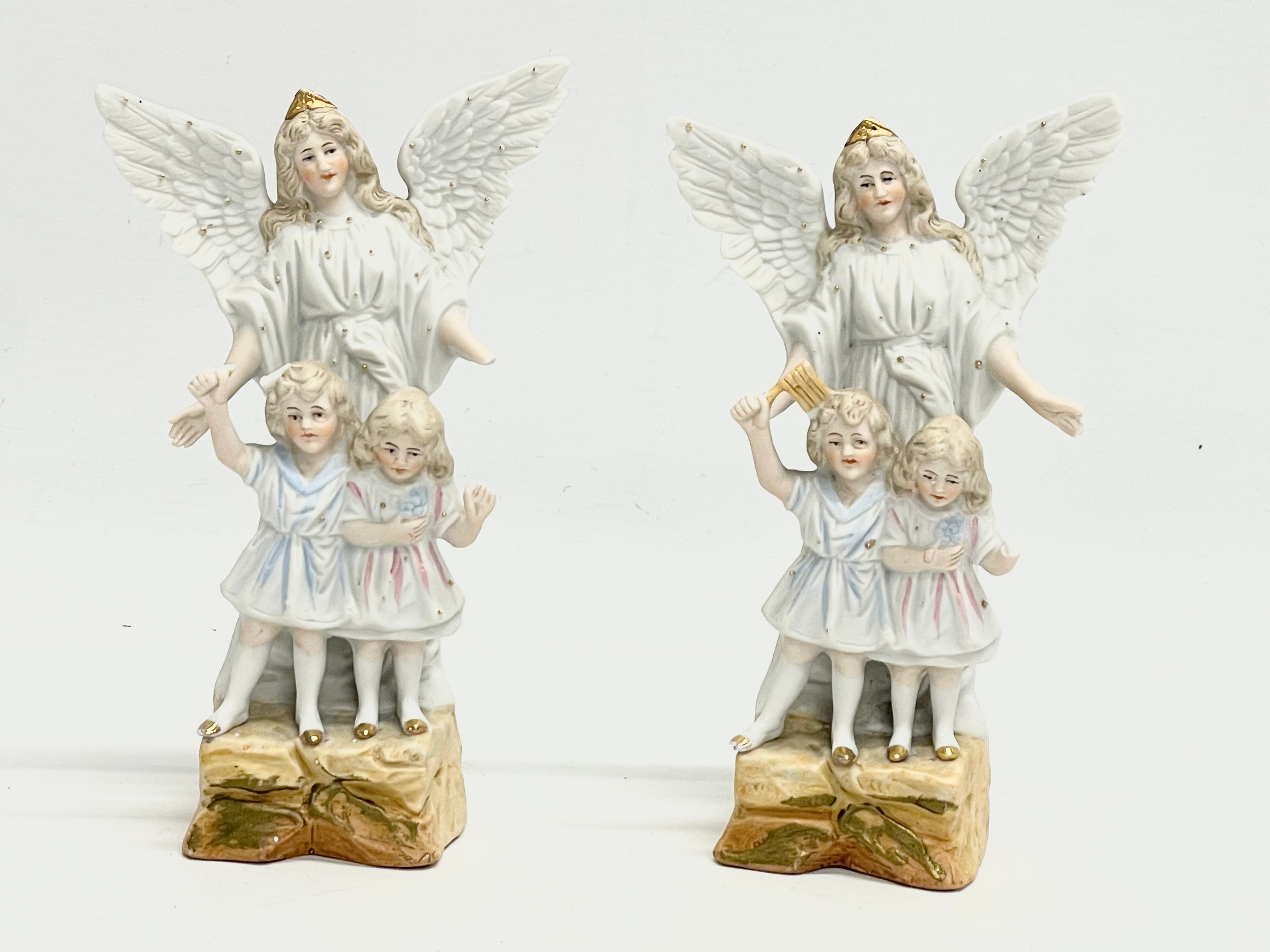 4 figurines. A pair of late 19th/early 20th century bisque Angel figures. 2 Maruri porcelain - Image 3 of 5