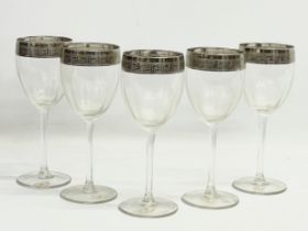 A set of 5 Italian wine glasses by J Preziosi Lavorato A Mano. 20cm