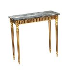 A gilt console table with marble top. 75.5x30x72.5cm