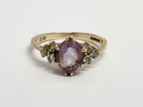 A 9ct gold amethyst ring with box.