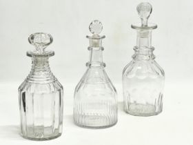 3 large late 19th/early 20th century Georgian style decanters. 30cm