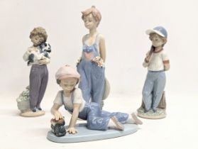 4 Lladro porcelain figurines. Tallest measures 27cm