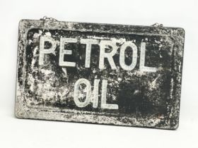 A vintage enamel Petrol Oil sign. 58.5x35.5cm