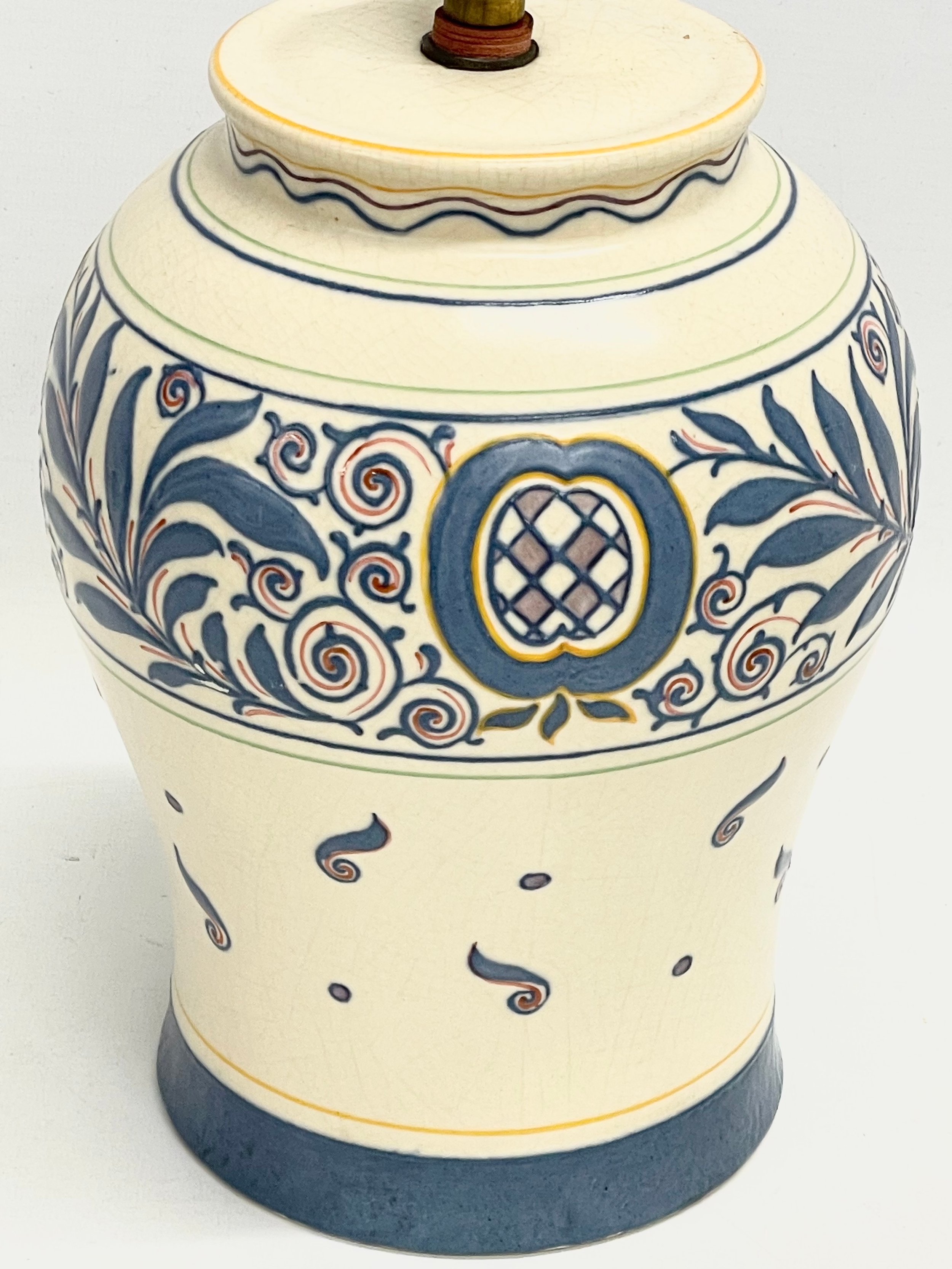 A large vintage Charlotte Rhead pottery table lamp. 695. 17x32cm - Image 2 of 5