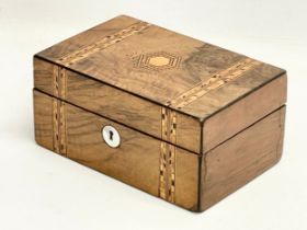 A Victorian Tunbridge Ware jewellery box. 19.5x12.5x9cm