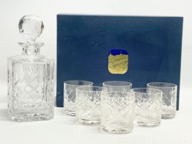 An Inverness Crystal drinks set with box. An Inverness Crystal decanter 10x25cm, inscribed ‘