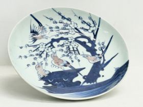 A large mid 18th century Chinese bowl with birds in flight design. 27x5cm