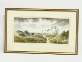 A watercolour by R.B. Higgins. 53.5x24cm. Frame 72x44cm.