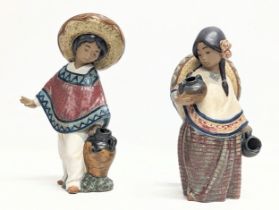 2 Lladro porcelain figurines, 'Pedro With Jug' and 'Pepita With Hat.' 21cm