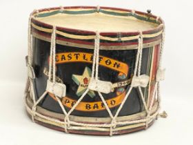 A vintage Castleton Pipe Band drum. J. Evans & Sons, Belfast. Matchetts Musinsts LTD. 49x36cm