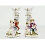 4 figurines. A pair of late 19th/early 20th century bisque Angel figures. 2 Maruri porcelain