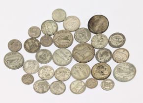 A quantity of silver coins pre 1947, British and Irish. 198g