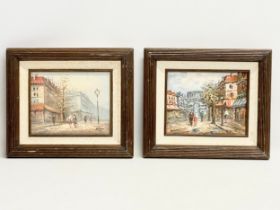 2 Caroline Burnett style oil paintings of Paris Street scenes. 24.5x19.5cm. Frame 39x33cm