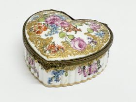 A 19th century Meissen porcelain trinket box with hand painted flower and gilding decoration.