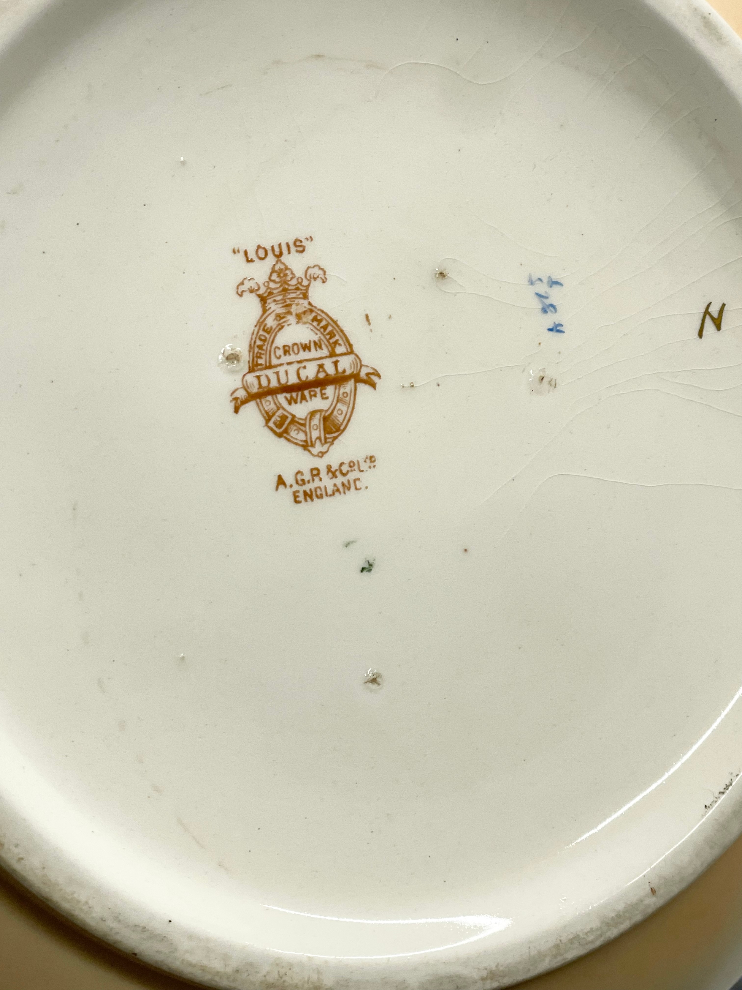 6 Victorian and early 20th century chamber pots. British Anchor Pottery, Crown Ducal ‘Louis’ etc. - Image 2 of 8