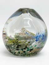 A signed Art Glass single flower bud vase. 10x10cm